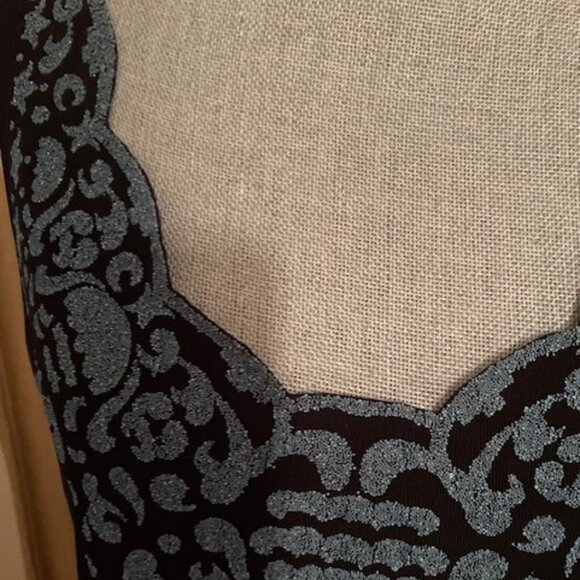 PICADILLY CANADA Sparkly Black and Turquoise Cami size M Made in Canada - Picture 2 of 5